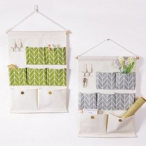 리브이마켓 7포켓 벽걸이 수납포켓 월포켓 패브릭 리모컨 열쇠 영수증 정리함, 옐로우