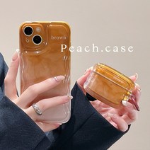 아이폰14promax 휴대 전화 케이스 투명 카라멜 무늬 렌즈 보호 낙하 방지 방수, iPhone 12