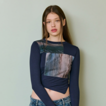 샐러드볼즈 DIAGONAL LS T-SHIRT BLUE
