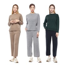 드마이어 여성 홀가먼트 니트 바지 신축성 통기성 캐시미어 울 블렌디드 슬림 와이드 일자핏