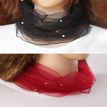 시크해 2276 메쉬스카프(2개) 진주스카프 가을 넥워머 가을 여성 쁘띠 숏 스카프머플러 여자 봄 가을겨울 간절기