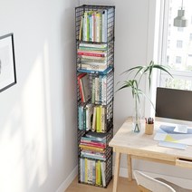 틈새 조립식 철재 책장 수납장 책꽂이 정리대 보관함 좁은공간 구석 정리정돈, 6칸-블랙