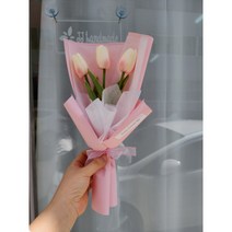 튤립 세송이 꽃다발 졸업식 꽃다발, 러블리핑크
