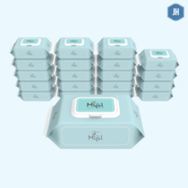 미엘 민트 아기물티슈 캡형 100매 20팩 히알루론산 플레인 35g