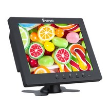 eyoyo 8 인치 ips 4:3 휴대용 소형 lcd 모니터 1024x768 해상도 지원 hdmi vga bnc av ypbpr 입력 pc tv cctv 보안, au 플러그