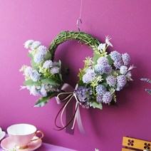 폼폼 수국 리스 (3color), 퍼플, 퍼플