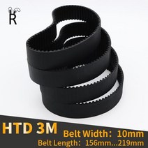 타이밍 벨트 풀리 타임 HTD 3M 타이밍 벨트 드라이브 벨트 컨베이어 톱니 벨트 폭 10mm 길이 156 159 162, 3M-183mm_벨트 폭 10mm 1개