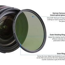 JJC CPL 필터 초슬림 광학 멀티 코팅 원형 편광기 37mm 40.5mm 46mm 52mm 82mm, 09 40.5mm