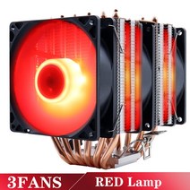 튼튼한 6히트 파이프 RGB CPU 쿨러 라디에이터 사일런트 PWM 4PIN 150W 인텔 LGA 1200 1366 2011 X79 X99 A, 07 3FANS RED