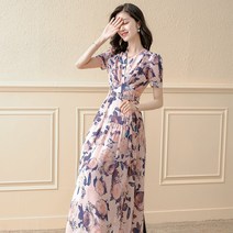 미디 플리츠스커트 꽃무늬 머메이드스커트코디 청치마 캐쥬얼 H라인롱 핑크색 꽃치마 새틴 쉬폰 롱스커트