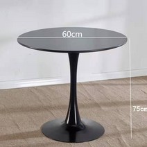 마카롱색 노르딕 미니멀 식탁 의자 홈스테이 카페 1인용 의자, 블랙 립 라운드 테이블 (80cm)