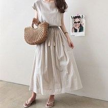 케이에비뉴 내츄럴 라운드넥 스트링 원피스