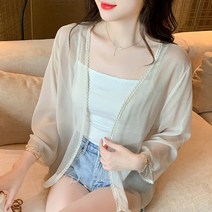 여성용 쉬폰 여름 긴팔 가디건 얇은 자외선 차단 블라우스 하늘비즈 C10 O585F008