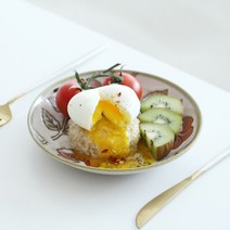 오반자이 하이비스커스 반찬접시 16cm 일본 그릇 식기 접시 개인접시 디저트접시 북유럽도자기 빈티지접시, 하이비스커스 반찬접시 16cm[베이지]