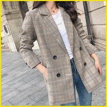 케익 여성용 브라운 체크 자켓106