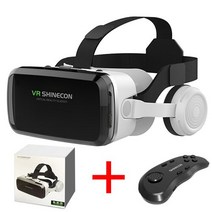 VR Shinecon G04BS 무선 블루투스 헤드셋 버전 가상현실 안경 3D 고글 골판지 헬멧 스마트폰, 04 VR With Controller D
