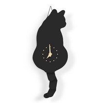 윌밍로 괘종시계 그네 꼬리 고양이 벽시계 ML-WC002 (배터리 미포함), 블랙