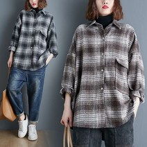 [이꾸띠] 엔륀스리 여성 봄 가을 버튼다운 카라 체크 개성 있는 스타일 3컬러 블라우스