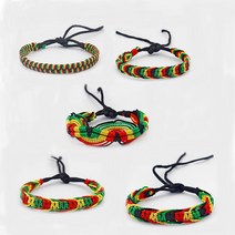 서핑 서퍼 팔찌 악세사리 사카 양양서핑 하와이안 5pcs 혼합 Rasta 우정 팔찌 손목 밴드 코튼 실크 레게 자메이카 보헤미안