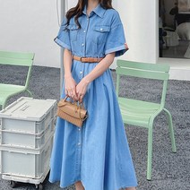 리블리크 틴 카라 데님 벨트 원피스 RB2OP245