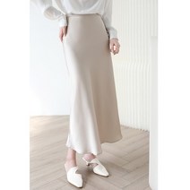 A라인 새틴 스커트 (베이지 화이트)