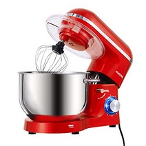 Aucma 푸드 프로세서 1400W 6.2L 스테인리스 스틸 믹싱 볼 비터 도우 후크 거품기 및 스플래쉬 가드 6단 자동 도우 메이커 레드 -18542, 푸른