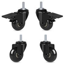 운반 바퀴 Hirate 5.1cm(2인치) 회전 캐스터 휠 1.6cm(5/16인치) 나사식 스템 캐스터(브레이크 포함 2개, 01 브레이크_01 2