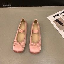 DarjinQD 플랫 핑크 단화 봄여름 새틴 메리제인