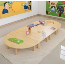 유치원 놀이방 유아 원목 사각 책상 미술학원 3세책상, 반달책상(카멜레온)