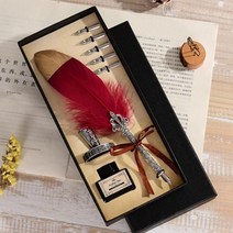 [소공원]켈라그라피연습 깃털펜 깃펜 만년필 입문 독학 펜대 퀼펜 잉크 럭셔리 사무실 선물 4종세트