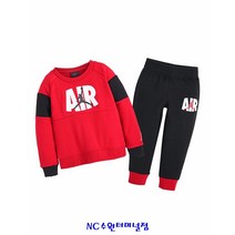 플레이키즈프로 23년 봄신상(NC 수원터미널점)-유아사이즈-프렌치테리 소재-컬러블럭과 점프맨 로고 레터링으로 포인트를 준 맨투맨상하복(N231ST809P-RE)