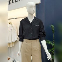 나이스크랍 나이스클랍 오픈카라 포켓자수 블라우스(A233MWB814)BK