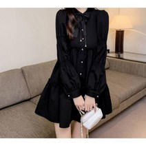 88 66 편안한 원피스 빅사이즈 77 프릴 캉캉 리본 원피스 블랙 체크