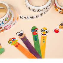 얼굴만들기 눈 코 입 롤스티커 꾸미기 소품데코 스티커, 컬러입