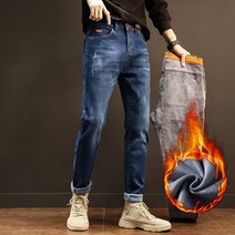 남성청바지 겨울 열 따뜻한 플란넬 스트레치 청바지 남성 겨울 품질 유명 브랜드 양털 바지 남성 스트레이트 몰려 들고 바지 진 남성