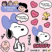 리본 스누피 캐릭터 방수 스티커 세트 노트북 태블릿 패드 캐리어 장식 데코 친구 생일 선물