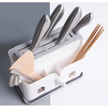 주걱 칼꽂이 숟가락통(화이트+그레이) 칼블럭 튼튼한 칼보관함 실용적 식칼보관 가위꽂이 칼보관 과도 주방