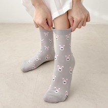 여성 커스텀 캐릭터 패턴 봄 패션 중목 양말
