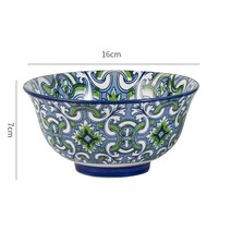 꽃무늬그릇 일본식 조주 세라믹 밥 그릇 underglaze 색상 고온 방지 가정용 샐러드 그릇 인스턴트 국수 그릇 전자 레인지 특수 그릇 안티 스케일링, 단일 6.3인치 파란색 및 흰색 그릇