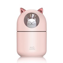 야옹이 가습기 애완 고양이 300ml 대용량 미니 가습기 USB가습기 무드등 필터 5개 포함 KC인증 대량 구매, 야옹이가습기, 핑크, 30-40mL/300mL