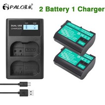 배터리호환 PALO ENEL15 ENEL15a ENEL15 ENEL15b 및 USB 듀얼 충전기 Nikon D7000 D7100 D7200 D850 D750 D7500 D810, 1 charger 2 battery