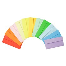 상우문화사 가로형 칼라봉투/머니봉투 170x85mm 8매포장 40봉BOX판매, 연노랑