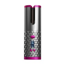 무선자동컬링웨이브고데기 코드리스자동롤고데기 헤어 컬러 usb 충전식 아이언 컬 lcd 디스플레이 세라믹 곱슬 회전 스티어, 검은색