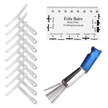9pcs understring 반경 게이지 + 문자열 동작 눈금자 게이지 도구 + 기타 브리지 안장 너트 파일 세트 기타 수리 도구 액세서리, 하나, 은