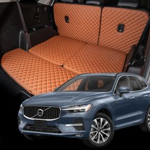 볼보 XC60 2세대 맞춤 퀄팅 트렁크매트 풀세트 자동차 가죽 방수 차박 국내생산, 일체형, 트렁크바닥(등받이O), 블랙+레드