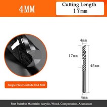5A 초경 단일 플루트 인치 엔드 밀 목공 도구 알루미늄 절삭 공구 cnc 밀링 커터 목재, 10pcs, 4-4-17