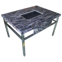 불판 테이블 업소용 고기 식당 야외 숯불 바베큐 식탁, 스테인레스 스틸 80x80 cm