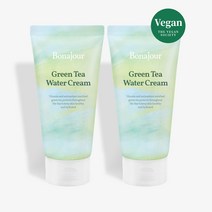 [1+1] 보나쥬르 비건 그린티 워터 수분크림 보습 미백 탄력케어 저자극 309575, 그린티 워터크림 100ml 1+1