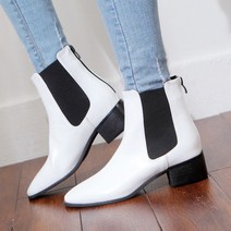 시아슈즈 화이트 첼시부츠 미들부츠 통굽부츠 4.5cm