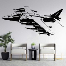 호커 Siddeley 해리어 AV-8 VTOL 파이터 군사 아카데미 하이틴 키즈 무기 팬 홈 침실 장식 비닐 벽 전사 무늬 벽화, 119x57cm, No.8 Blue